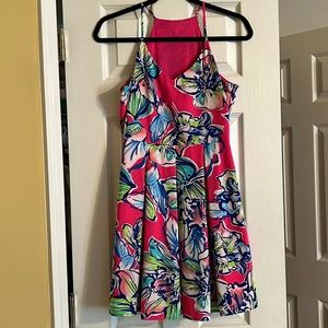 Pink tropical floral dress